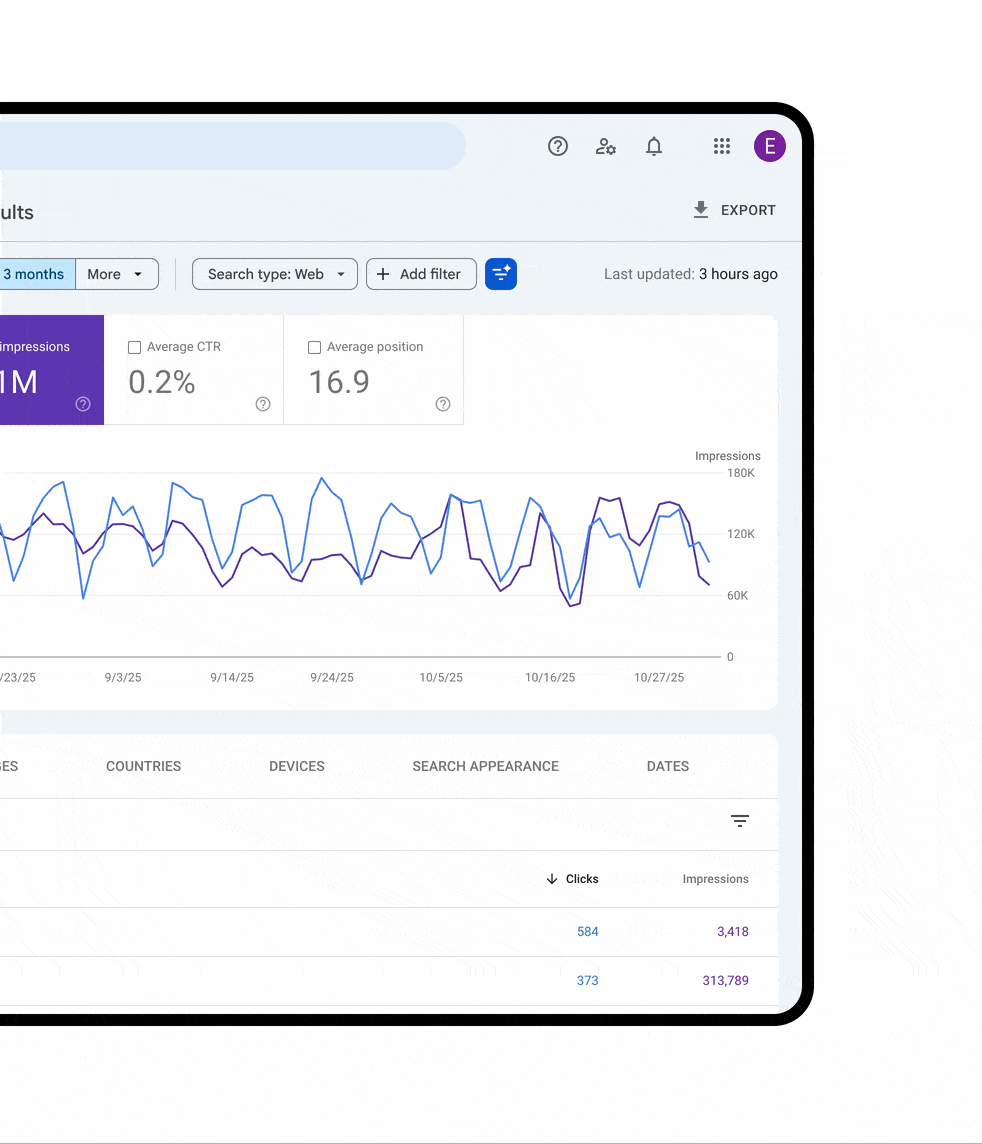 Configuration des rapports Search Console par IA